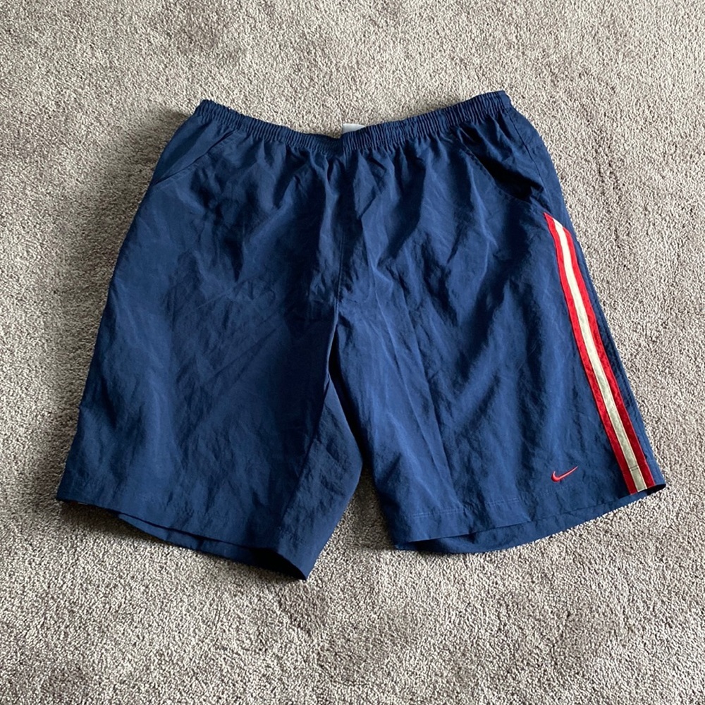 Nike Swim Trunks SIZE XXL Blue Red Stripe Athletic Board Shorts Lined Retro